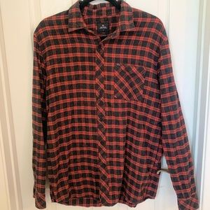 Rip Curl Red and Black Flannel Button Down Medium